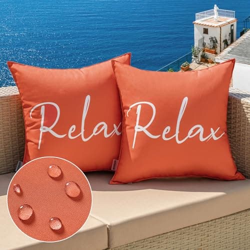 MIULEE Outdoor Waterproof Throw Pillow Covers Set of 2 Relax Decorative Outdoor Square Pillowcases for Chair Patio Garden Couch Tent Balcony Sofa Coral Red 20x20 Inch