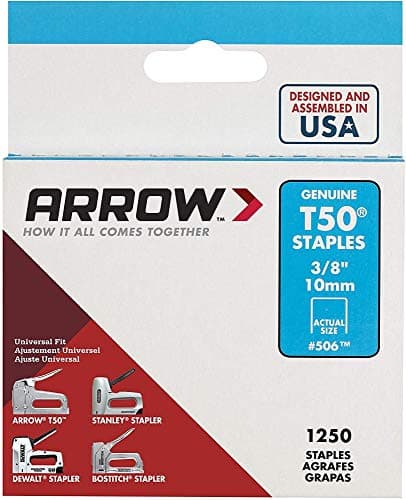Arrow Fastener 506 T50 3/8" Heavy Duty Steel Staples 1250 per Package
