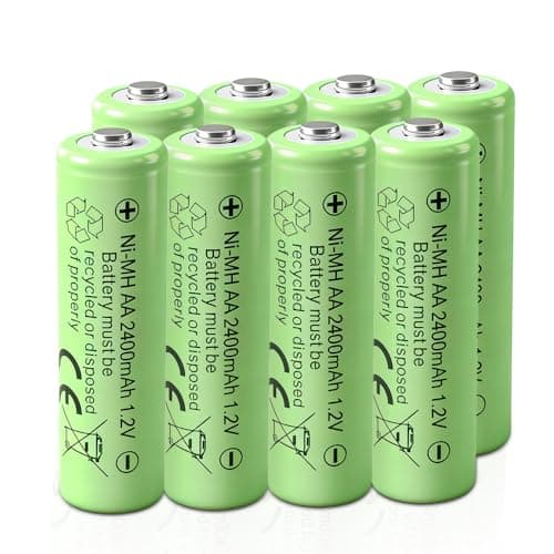 Rechargeable AA Batteries 1.2V Ni-MH 2400mAh Double A Battery for Outdoor Garden Solar Lights (12, Milliamp Hours, 2400)