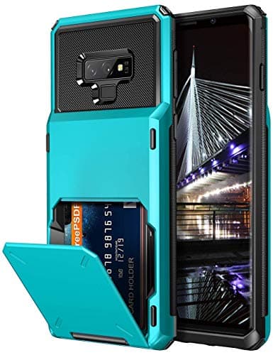 Vofolen Case for Galaxy Note 9 Case Wallet 4-Slot Pocket Credit Card ID Holder Scratch Resistant Dual Layer Protective Bumper Rugged Rubber Armor Hard Shell Cover for Samsung Galaxy Note 9 Sky Blue
