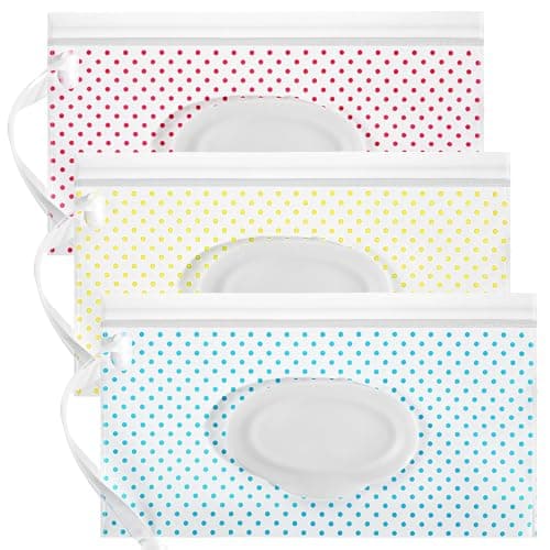 Baby Wipes Dispenser 3 Pack Portable Refillable Baby Wipe Holder for Outdoor, Resuable Waterproof & Dustproof Travel Wipes Container Case, On the Go Wet Wipe Pouch for Hiking(3 Colors Bohemian)