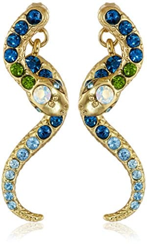 Betsey Johnson Pave Crystal Snake Front & Back Linear Earrings
