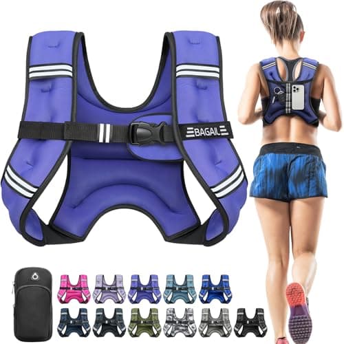 BAGAIL Comfort-Fit Weighted Vest for Woman, Even Weight Distribution, Faster Weight Loss, No-Chafe or Bounce for Walking & Running with Detachable Phone Pouch & Reflective Stripes (Available 5-30lbs)