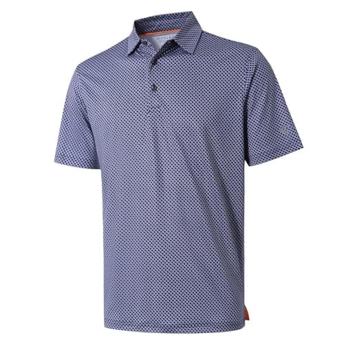 Men's Golf Shirts Dry Fit Short Sleeve Print Performance Moisture Wicking Patterned Polo Shirt for Men