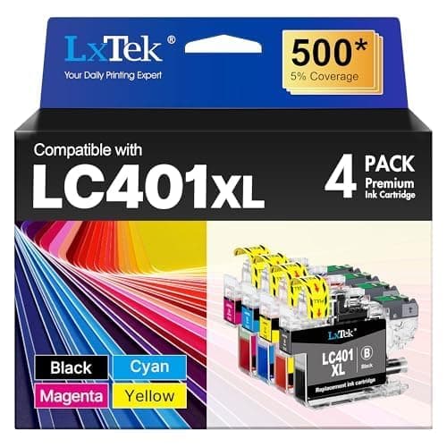 LC401XL Ink Cartridges for Brother Printer Compatible for Brother LC401 Ink Cartridges LC401 XL LC401XL LC 401 401XL for MFC-J1010DW MFC-J1170DW MFC-J1012DW MFC-J1800DW MFC J1010DW (4 Packs LC401XL)