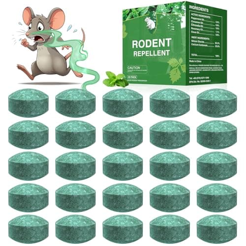 Mouse Rodent Repellent,25 Pack Peppermint Oil Mouse Traps for Rat Mice, Ant, Roach, Spider, Squirrel, Nature Mouse Deterrent for Indoor Outdoor Use, for Garden & Home, Family & Pet Safe GR