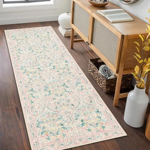 MUJOO Washable Runner Rug Floral 2x6 Area Rug Non Slip Ultra-Thin