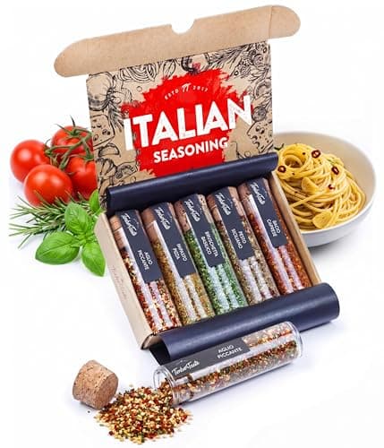 TIMBER TASTE® Italian Spice Set - 5 Authentic Mediterranean Herb & Spice Blends | Italian Seasoning Set | Fathers Day Gift | Gift for Dad | Pizza Seasoning | Gourmet Food Gifts | Italy | Pasta