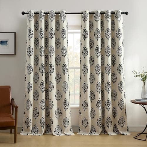 Elrene Home Fashions Navara Medallion Room-Darkening Window Curtain, Single Panel, 52" x 84" (1 Panel), Black