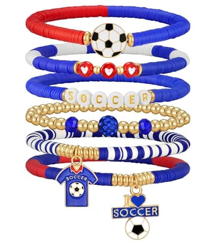 doubgood 2026 World Soccer Cup Soccer Bracelets for Women Men, Stackable Soccer Jewelry Game Day Fan Accessories Gifts for USA Soccer Fans