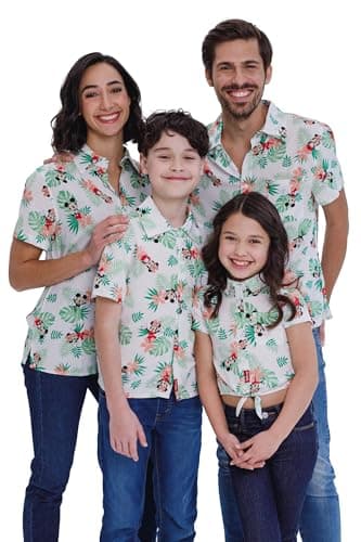 Disney Mickey Mouse Minnie Mouse Men's Women's Matching Family Hawaiian Button Down Shirt Mom Shirt XX-Large