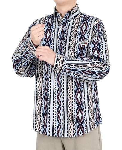TICOMELA FR Shirt for Men Flame Resistant Shirts 6.5oz Light Weight Brown/Blue Plaid Men's Fire Retardant Shirts