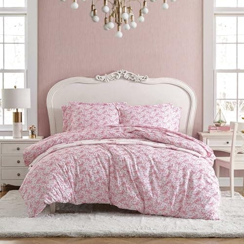 Betsey Johnson - Twin Duvet Cover Set, Soft Cotton Bedding with Matching Sham, Dorm Essentials, Oeko-Tex Certified (Ballet Bows Pink)