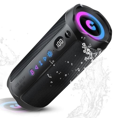 Coioc Portable Bluetooth Speaker, Bluetooth 5.4 Speaker, Dual Speaker with LED Display, Deep Bass,30H Playtime, Colorful RGB Lights,IPX7 Waterproof,TWS pairing for Outdoor/Home/Party/Travel,Gift Ideas
