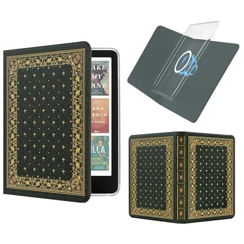 Vane Oak Magnetic Detachable Book Cover Case for All-New 6'' Kindle 2024 and 2022 (11th Generation), Slim PU Leather Case with Auto Wake/Sleep (Ornate Green)