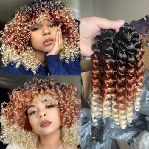 Crochet Braids Hair 2X Ringlet Jumbo Wand Curl 3pcs/lot 8 inch 20roots Jamaican Curly Twist Synthetic Braiding Hair Crochet Extension (1B/30/613)