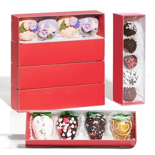 NEKSUNBAK 12Pcs 8x2.2x2 Inches Mcaron,Truffle,Chocolate Boxes Empty Bakery Boxes for Chocolate Covered Strawberry,Bonbon & Party Favors