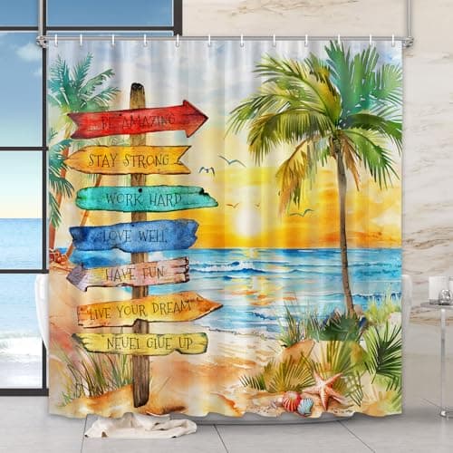 Vimorco Shower Curtain Beach Path, Shower Curtains for Bathroom Waterproof Quick-Dry Polyester Fabric, Bathroom Curtains Set, Bath Curtain Decor, 72''x 72'', Seaside View
