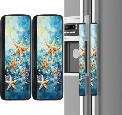 YGPARK Summer Starfish Refrigerator Door Handle Covers Set of 2, Neoprene Fridge Door Handle Covers Washable Non-Slip Protector for Fridge Dishwasher Appliance Handle Covers, Keep Your Kitchen Clean