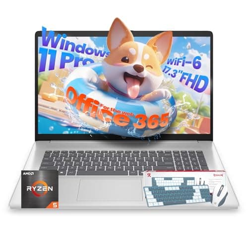 HP 17 Inch Laptop for Business, Office 365 for the Web, 64GB RAM & 2TB SSD, AMD Ryzen 5 7430U 6-Core Processor, FHD IPS Display, Windows 11 Pro, AI Copilot, Full Numeric KB