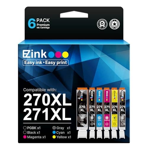 270 271 XL Ink Cartridges Compatible for Canon PGI-270XL CLI-271XL Combo Pack to use with Pixma MG7720 TS9020 TS8020 TS5020 TS6020 MG5720 MG5721 MG5722 MG6820 MG6821 MG6822 6 Color (PGBK,BK,C,M,Y,GY)