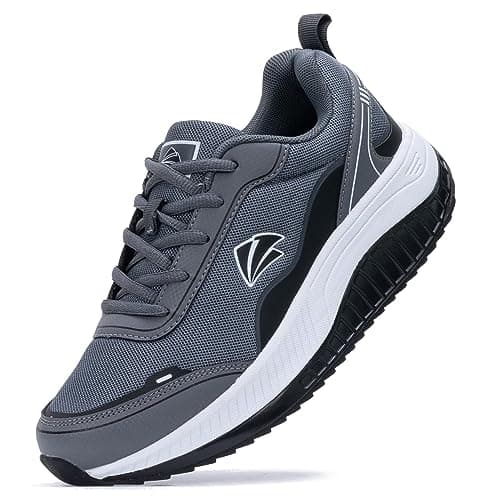 QAUPPE Womens Walking Shoes with Arch Support Wide Orthotic Athletic Sneakers Plantar Fasciitis Tennis for Heel and Foot Pain Relief BlackGrey US 9.5