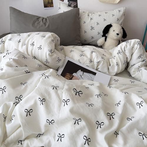 Bildenly Full Size Duvet Cover Black Bowknot - Comforter Cover Soft & Lightweight Bedding Set, Microfiber Quilt Cover with Zipper Closure and 2 Pillowcases