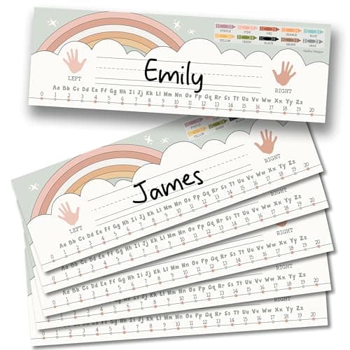 Hadley Designs Desk Name Tags for Classroom –36 Student Name Tags for Desks, 14.5x4.5 Name Plates for Classroom Decor, Teacher Supplies Boho Nametags, 1st-3rd Grade Kindergarten Preschool Must Haves