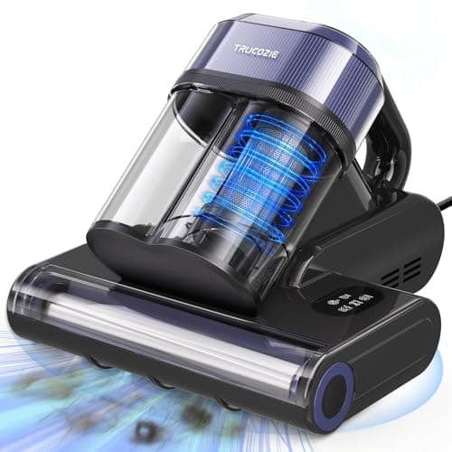 Trucozie Mattress Vacuum Cleaner with 275nm UV-C Light & 149℉ Heat, 16Kpa Powerful Suction Bed Vacuum for Pet Hair & Dander, Smart Dust Sensor, Anion & Aromatherapy, Corded for Bed, Sofa, Couch, Black