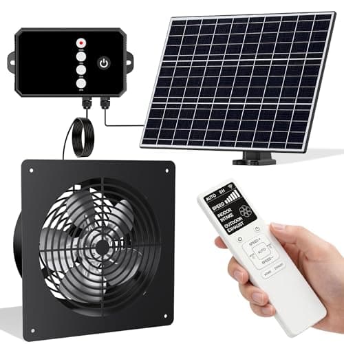 Tiflev Solar Powered Fan for Chicken Coop, 15W Solar Panel Fan with Reversible Airflow 3 Smart 24H Circulation Modes 1-6 Speed & 1-8H Timer, Aluminum Fans for Poultry House Shed Greenhouse