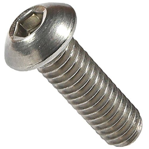 Fastenere Button Head Socket Cap Screws - 1/4-28 x 9/16" (25 Pack) Stainless Steel 18-8, Full Thread, Bright Plain Finish, Corrosion-Resistant, Machine Thread, Easy to Install w/Allen Socket Drive