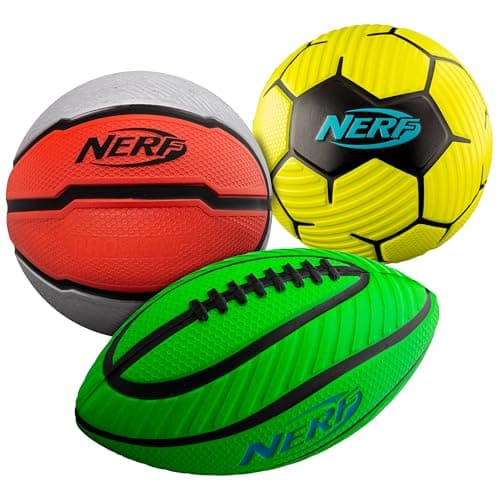 NERF Mini Foam Sports Ball Set - Football+Soccer+Basketball - 3 Pack
