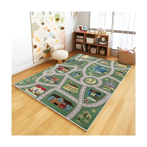 Analog ABC Kids Rug Playroom Car Play Mat City Life Road Rug for Cars Fun City Map for Carpet for Bedroom Boys (39 * 59 inches, Charming Township)