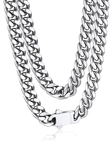 Bandmax Mens Necklaces 30 Inch Stainless Steel Long Cuban Link Chain for Men Miami Chain Necklace Women Hip Hop Rock Biker Rapper Chain Jewelry