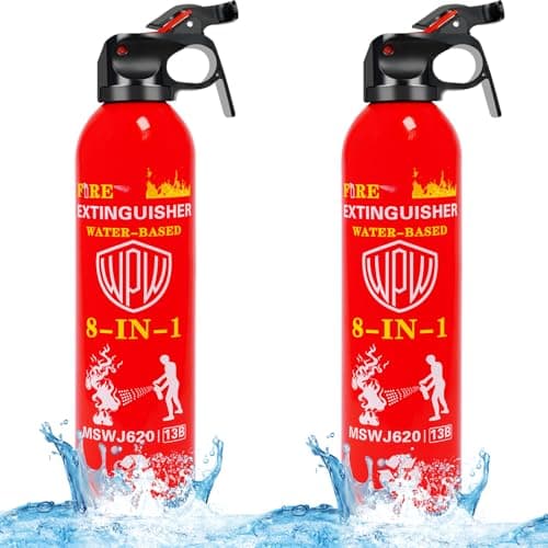 WPW 620ml Large Upgraded 8-in-1 Fire Extinguisher for Home with Wall Mount Portable Fire Extinguisher For Vehicle Car Boat Kitchen Emergency Supplies, Water-Based Solution For A, B, C, K Fire (2 Pack)