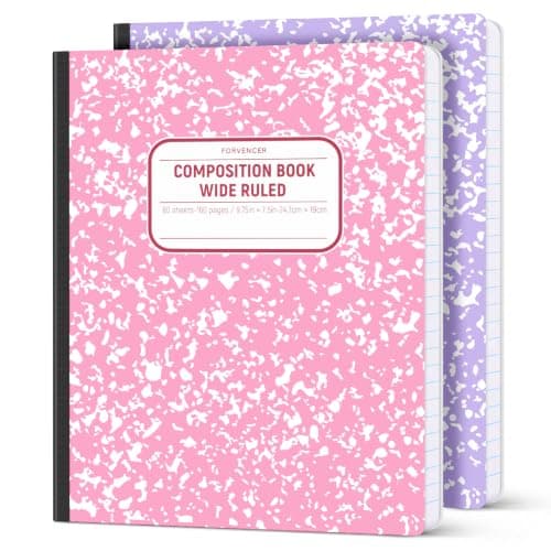 Forvencer Composition Notebook Wide Ruled, Lay Flat Wide Ruled Composition