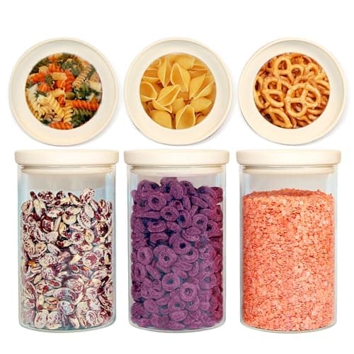 Urban Green Glass Food Storage Jar with Glass Lid, Food Canister Set with Airtight Lids, Pantry Jar for Kitchen Organization. Food Storage Container Set in 6 pack of 26oz