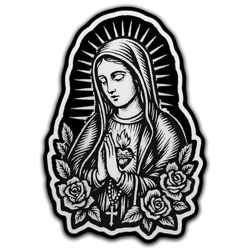 Religious Saint Vinyl Decal Stickers – Catholic Christian Faith Icon Designs – Durable Vinyl Decals for Cars, Laptops, and More – Multiple Size Options (Virgin Mary, 2in-2pack)
