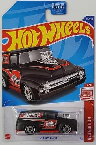 Hot Wheels '56 Ford F-100 Truck, Red, 4 x 5 x 1 Inches, Kid, Children Aged 3-7 Years Old, Unisex