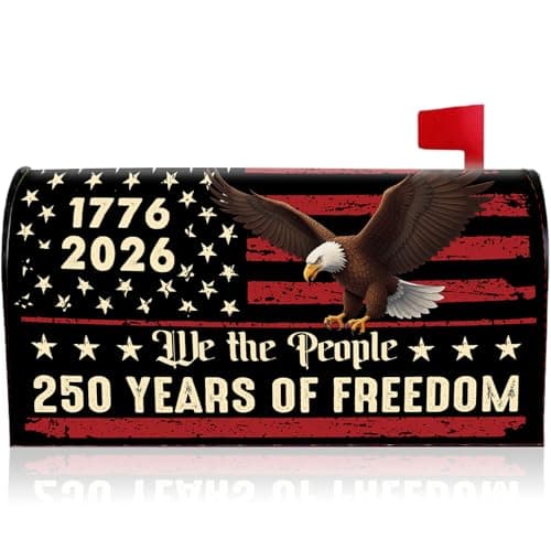 250 Anniversary USA Mailbox Covers Magnetic, 250 Years America 1776-2026 Magnetic Mailbox Cover Standard Size, 4th of July Patriotic Mail Post Box Covers for Outdoor Yard Garden Decor 21" X 18"