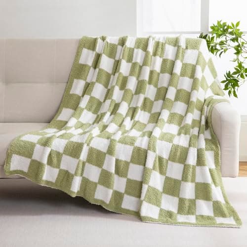YIRUIO Checkered Knit Throw Blanket 50x60