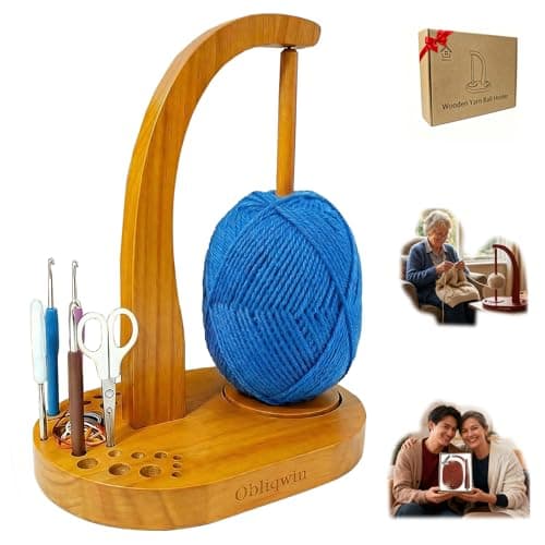 Yarn Holder for Crocheting - Original Design Dual Magnetic Mechanism Wooden Yarn Spinner with Crochet Accessories Storage Attachment to Knitting Accessories (Honey Oak)