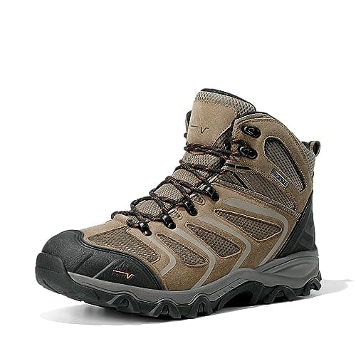 NORTIV 8 Men's Ankle High Waterproof Hiking Boots Outdoor Lightweight Shoes Trekking Trails Armadillo,Size 7,Taupe-Suede,160448_M