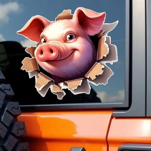 ZUKHL 2pcs Cute Pink Piggy Vinyl Stickers, 5", 2D Flat Sticker, Easy Application & Residue-Free, Self-Adhesive Decal for Cars, Laptops, Trucks, Motorcycles, Windows, Walls (2BZ398)