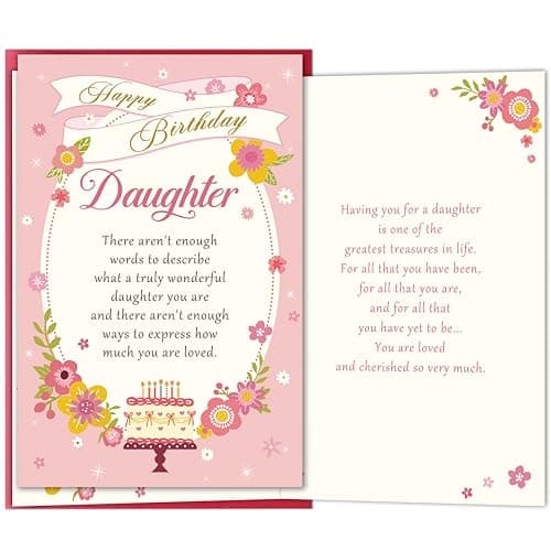 Nicavvi Sweet Birthday Card for Daughter, Loving Birthday Card Gift for Adult Daughter from Mom Dad