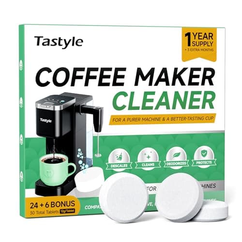 Tastyle Coffee Maker Descaler Cleaner Tablets - 30 Count, Compatible with Keurig, Ninja, Nespresso, Breville, BLACK+DECKER, Powerful Limescale Remover for Drip Coffee & Espresso Machines