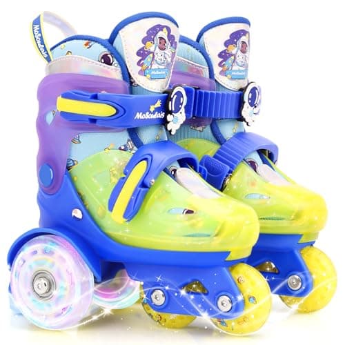 MoSoulais Astronaut Kids Roller Skates Adjustable Toddler Roller Skates with Light Up Wheels Kids Skates Birthday Boys Gift for Youth Children Beginner Ages 3 4 5