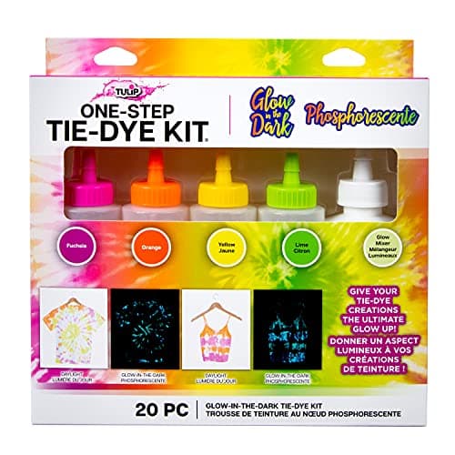 Tulip One-Step Tie-Dye Kit, Glow in the Dark Neon 4-Color Kit with Glow Mix, Easy Techniques for Fun Fabric Designs