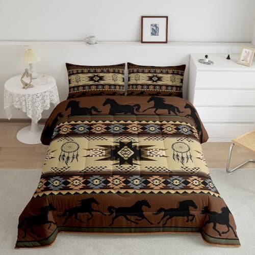 Feelyou Boho Bedding Set King Size Kids Southwestern Native Aztec Comforter Cover for Boys Girls Teens Southwest Native American Design Duvet Cover Brown Breathable Soft Lightweight Microfiber