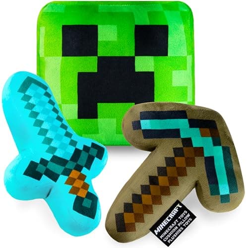 Minecraft Toys Plush Figure 3D Set Pack of 3 Toddler Pillow Cushion for Kids Teens Cuddle Buddy Home Decor Bedroom Accessories Stuffed Collectibles Soft Stuffed Animals Gifts for Gamers